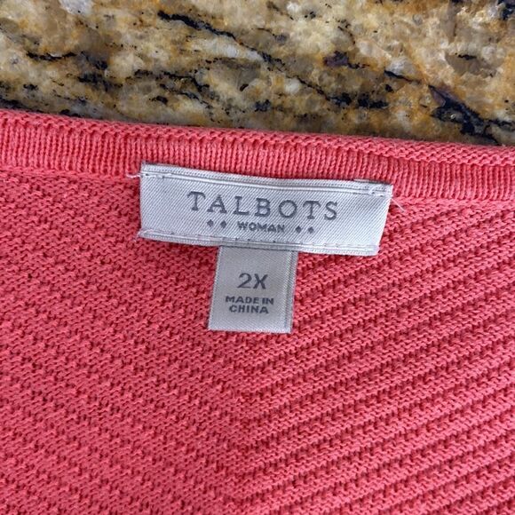 Talbots 100% cotton pink knit 3/4 sleeve pullover sweatshirt size 2X - Picture 5 of 8